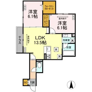ブリューエン河原口【1階】の間取り