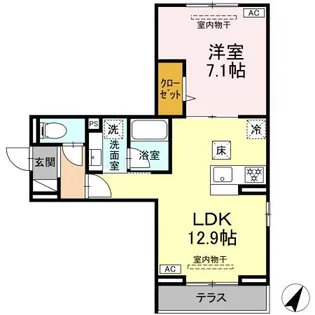 フラクタス南林間【1階】の間取り
