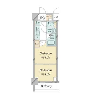 ドゥーエ新横浜【9階】の間取り