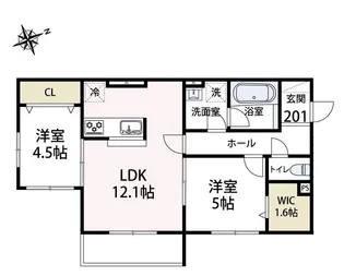 ルガロ ノイエス【201号室号室】の間取り
