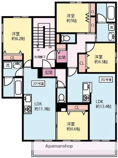 シャルマン矢向【2階】の間取り