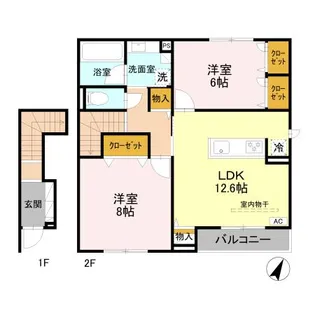 ヴィラノワール N N(ノール)【2階】の間取り