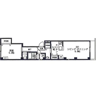 ビューノJ1【201号室号室】の間取り