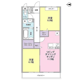 リヴェール青葉台【1階】の間取り