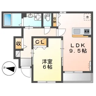 メルベール・クレシア【1階】の間取り