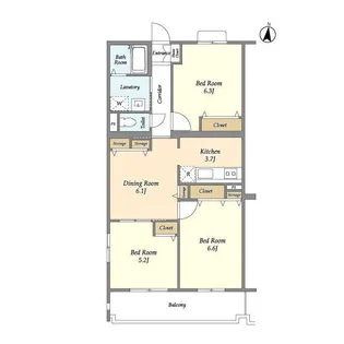 オーキッドレジデンス港北綱島ウエスト【3階】の間取り