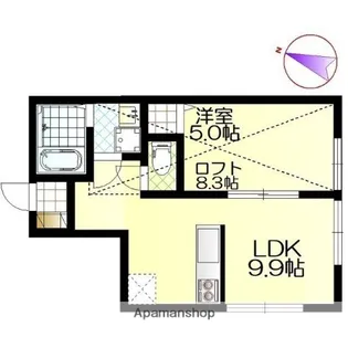 カーザフェリーチェ横浜西谷【2階】の間取り
