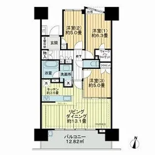 ライオンズ横浜新子安ハーバーコート【6階】の間取り