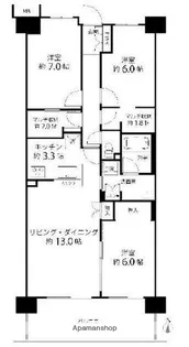 オーシャンステイツ湘南平塚オリビアシティ【1階】の間取り