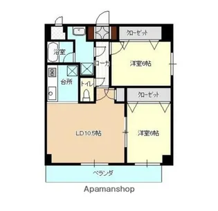 ペルシモン西海岸【2階】の間取り