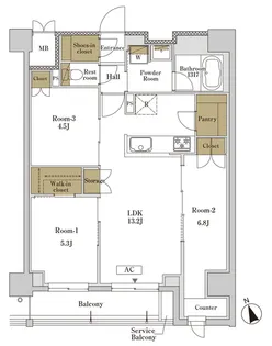 RJRプレシア大森北【3階】の間取り