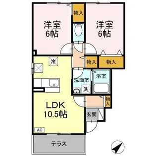 ローズコート B棟【1階】の間取り