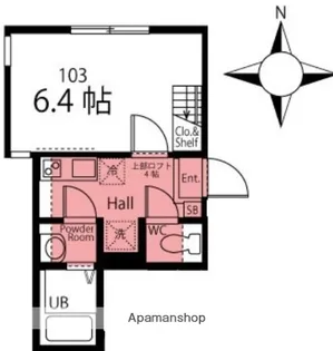 ハーミットクラブハウス アン【1階】の間取り