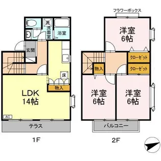 ビューパレス B【1階】の間取り