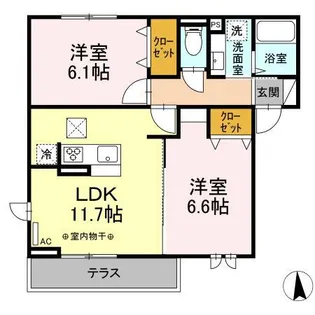 コンフォートイセゼキ【1階】の間取り