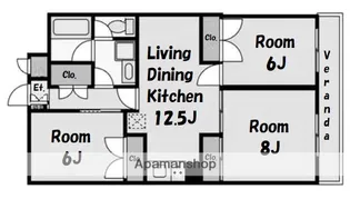 リブハピネス岸根公園B棟【2階】の間取り