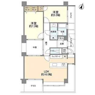 ワコーレ玉川学園Bー3号棟【1階】の間取り