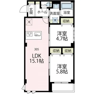 ニューグランデュールⅡ【305号室号室】の間取り