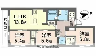 神奈川県川崎市中原区宮内3丁目【マンション】の間取り