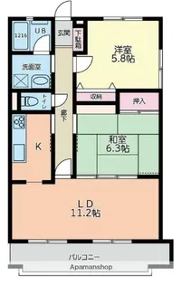ラ・メール弥勒寺【1階】の間取り