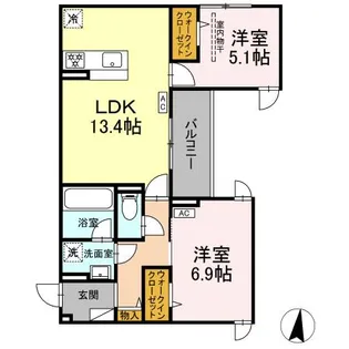 D PAINA 子母口II【3階】の間取り