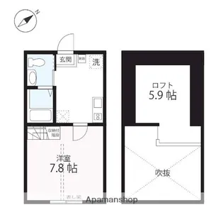 ハーミットクラブハウスMIX三ツ沢下町Ⅱ【2階】の間取り