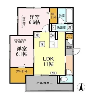エミエール東成瀬【1階】の間取り
