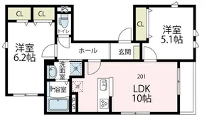 ピアト リザイア【201号室号室】の間取り