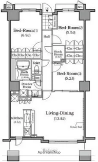 ザ・レジデンス本牧横浜ベイサイド【7階】の間取り