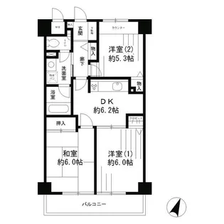 パークヒルズ鷺沼弐番館【1階】の間取り