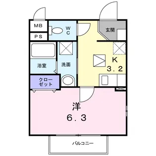 ソレイユ厚木【1階】の間取り