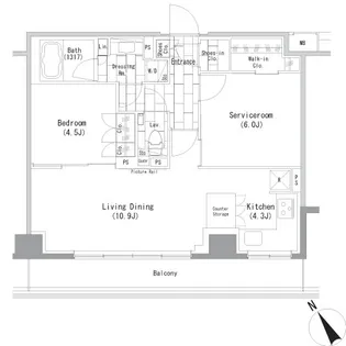 ザ・パークハビオ横浜山手【7階】の間取り