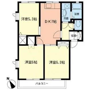 フォンテーヌドミールD【2階】の間取り