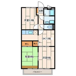 パルコートB【2階】の間取り