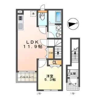 ジャルディーノ FーONE【2階】の間取り