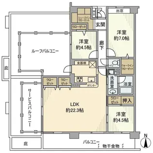 クイーンズパレス東戸塚【7階】の間取り