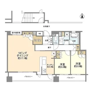 パークハウス元住吉サウスコンフォート【5階】の間取り