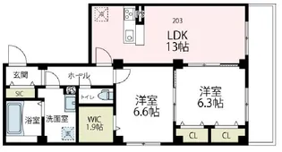 メゾン・ド・コリーヌ【203号室号室】の間取り