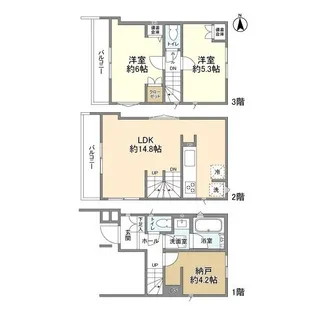 神奈川県川崎市中原区井田1丁目【一戸建】の間取り