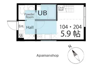 ハーミットクラブハウス井土ヶ谷Ⅱ【1階】の間取り