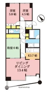 たまプラーザスカイマンション東館【4階】の間取り