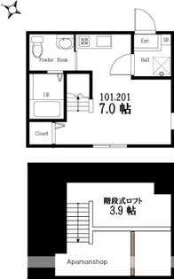 ハーミットクラブハウス横濱藤棚【1階】の間取り