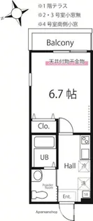 ハーミットクラブハウス横浜西谷【1階】の間取り