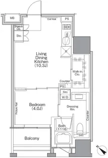 ザ・パークハビオSOHO横浜関内【14階】の間取り