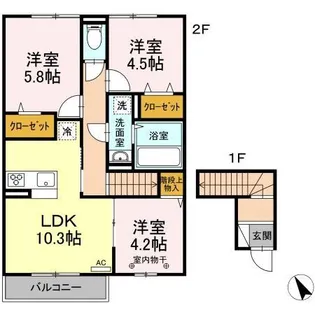 リビング平沢【2階】の間取り