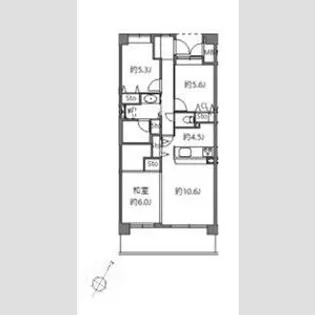 アソシエール溝の口【4階】の間取り