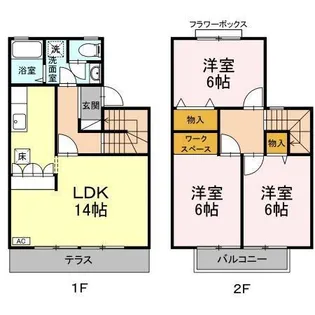 神奈川県横浜市戸塚区矢部町【テラスハウス】の間取り