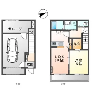 秦野市若松町ガレージハウス【2階】の間取り
