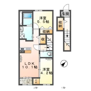 厚木市下川入アパート【2階】の間取り