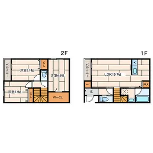 神奈川県川崎市中原区宮内4丁目【テラスハウス】の間取り